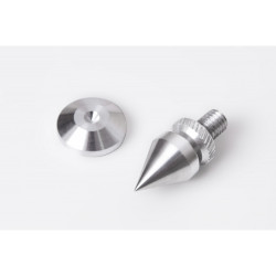 4 pcs. Acoustic Spikes for Speakers and Turntable Platforms – with Locknuts and Pads, Duralumin