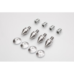 4 pcs. Acoustic Spikes for Speakers and Turntable Platforms – with Locknuts and Pads, Duralumin
