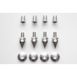 4 pcs. Acoustic Spikes for Speakers and Turntable Platforms – with Locknuts and Pads, Duralumin