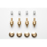 4 pcs. Acoustic Spikes for Speakers and Turntable Platforms – with Locknuts and Pads, Brass