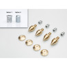4 pcs. Acoustic Spikes for Speakers and Turntable Platforms – with Locknuts and Pads, Brass