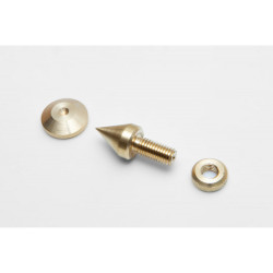 4 pcs. Acoustic Spikes for Speakers and Turntable Platforms – with Locknuts and Pads, Brass